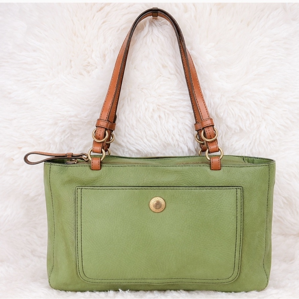 Vintage COACH Chelsea Tote Lime Green Nubuck - Picture 3 of 16